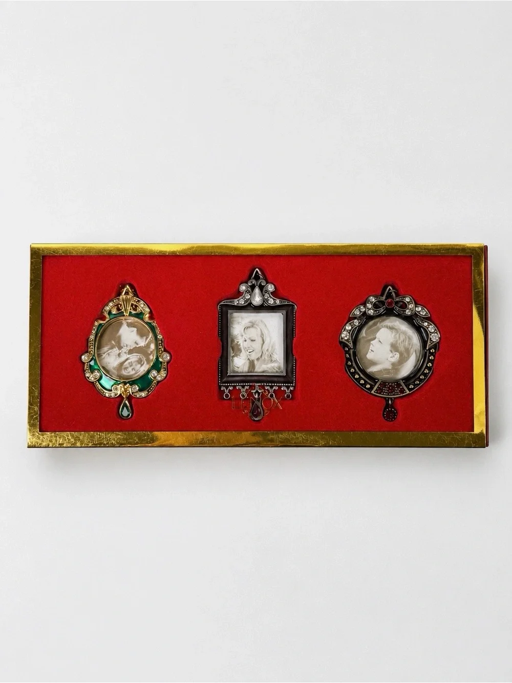 Lenox Set of 3 Frames Jeweled Christmas Ornaments 2.25